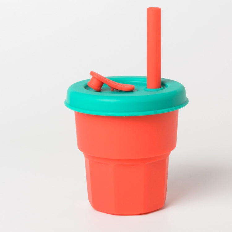 Children Silicone Straw Cups Drop And High Temperature Resistant Water Cups, Red Cup + Green Cover(300ml), Red Cup + Green Cover(400ml), Yellow Cup + Red Cover(300ml), Yellow Cup + Red Cover(400ml), Green Cup + Yellow Cover(300ml)����������������������...