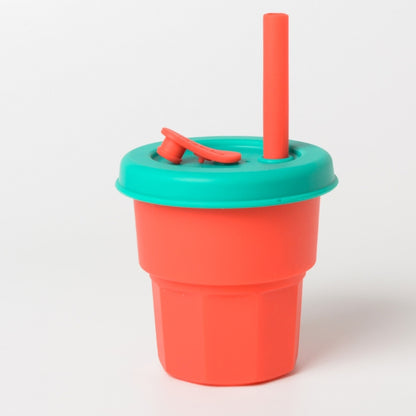 Children Silicone Straw Cups Drop And High Temperature Resistant Water Cups, Red Cup + Green Cover(300ml), Red Cup + Green Cover(400ml), Yellow Cup + Red Cover(300ml), Yellow Cup + Red Cover(400ml), Green Cup + Yellow Cover(300ml)����������������������...