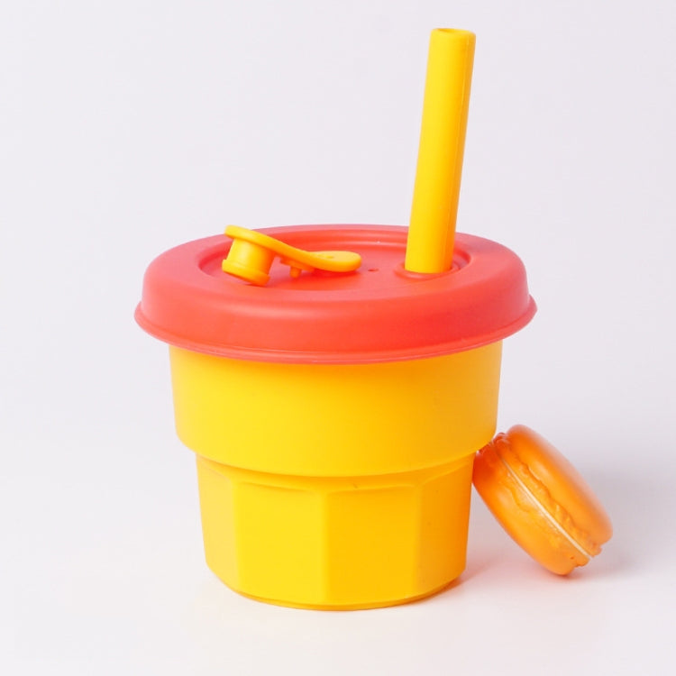 Children Silicone Straw Cups Drop And High Temperature Resistant Water Cups, Red Cup + Green Cover(300ml), Red Cup + Green Cover(400ml), Yellow Cup + Red Cover(300ml), Yellow Cup + Red Cover(400ml), Green Cup + Yellow Cover(300ml)����������������������...