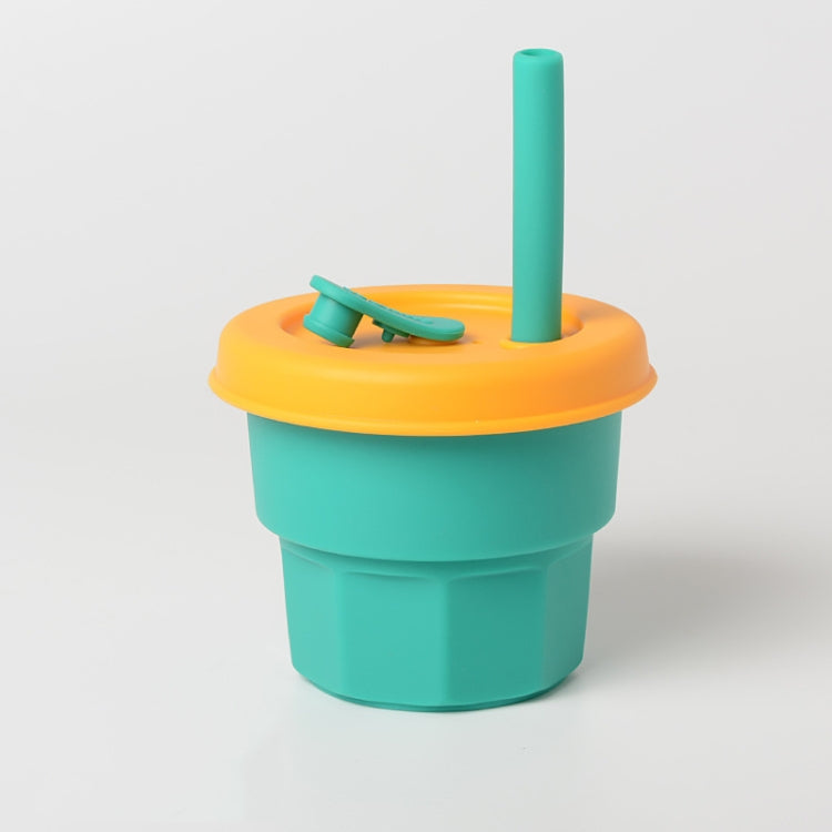 Children Silicone Straw Cups Drop And High Temperature Resistant Water Cups, Red Cup + Green Cover(300ml), Red Cup + Green Cover(400ml), Yellow Cup + Red Cover(300ml), Yellow Cup + Red Cover(400ml), Green Cup + Yellow Cover(300ml)����������������������...