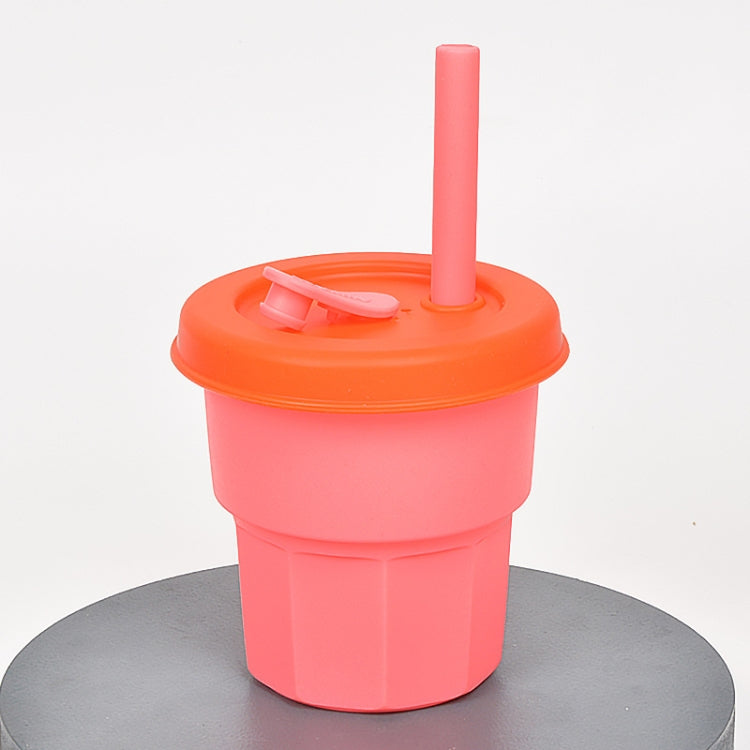 Children Silicone Straw Cups Drop And High Temperature Resistant Water Cups, Red Cup + Green Cover(300ml), Red Cup + Green Cover(400ml), Yellow Cup + Red Cover(300ml), Yellow Cup + Red Cover(400ml), Green Cup + Yellow Cover(300ml)����������������������...