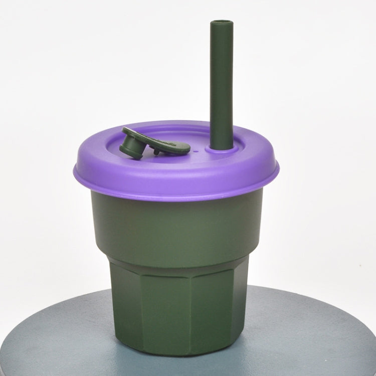 Children Silicone Straw Cups Drop And High Temperature Resistant Water Cups, Red Cup + Green Cover(300ml), Red Cup + Green Cover(400ml), Yellow Cup + Red Cover(300ml), Yellow Cup + Red Cover(400ml), Green Cup + Yellow Cover(300ml)����������������������...