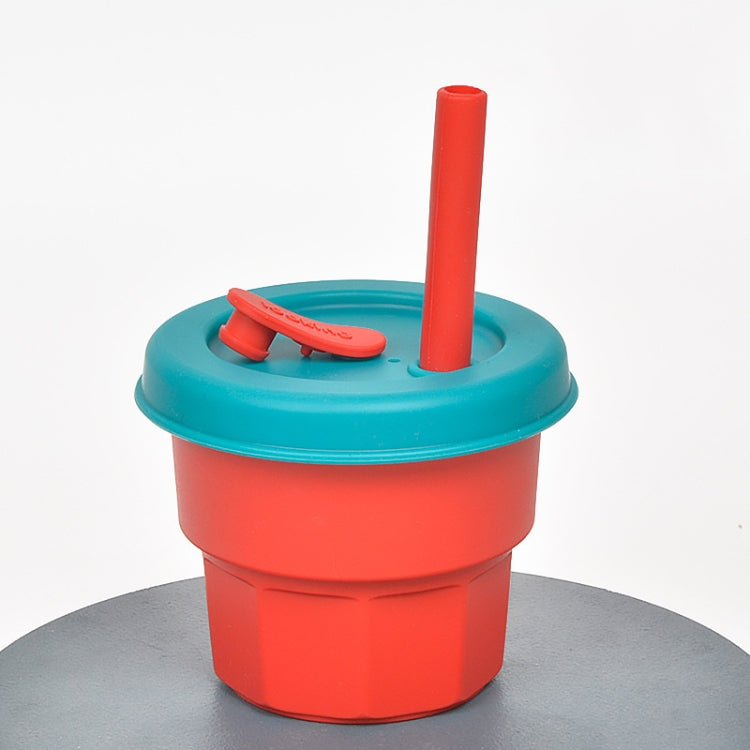 Children Silicone Straw Cups Drop And High Temperature Resistant Water Cups, Red Cup + Green Cover(300ml), Red Cup + Green Cover(400ml), Yellow Cup + Red Cover(300ml), Yellow Cup + Red Cover(400ml), Green Cup + Yellow Cover(300ml)����������������������...