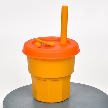 Children Silicone Straw Cups Drop And High Temperature Resistant Water Cups, Red Cup + Green Cover(300ml), Red Cup + Green Cover(400ml), Yellow Cup + Red Cover(300ml), Yellow Cup + Red Cover(400ml), Green Cup + Yellow Cover(300ml)����������������������...