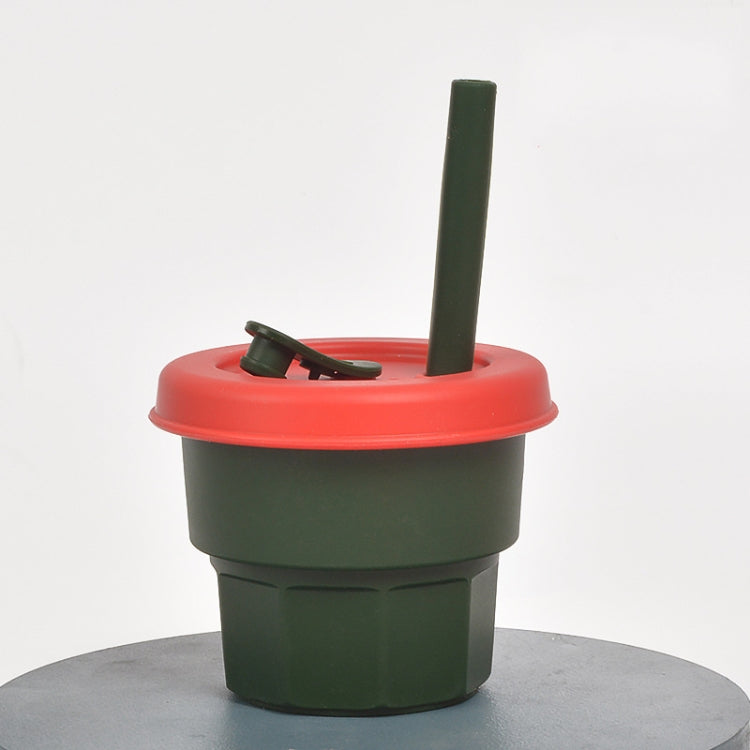 Children Silicone Straw Cups Drop And High Temperature Resistant Water Cups, Red Cup + Green Cover(300ml), Red Cup + Green Cover(400ml), Yellow Cup + Red Cover(300ml), Yellow Cup + Red Cover(400ml), Green Cup + Yellow Cover(300ml)����������������������...