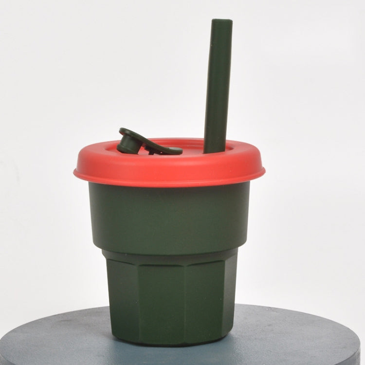 Children Silicone Straw Cups Drop And High Temperature Resistant Water Cups, Red Cup + Green Cover(300ml), Red Cup + Green Cover(400ml), Yellow Cup + Red Cover(300ml), Yellow Cup + Red Cover(400ml), Green Cup + Yellow Cover(300ml)����������������������...