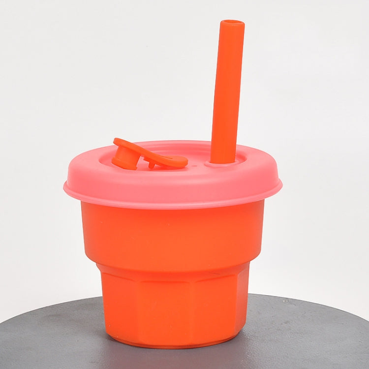 Children Silicone Straw Cups Drop And High Temperature Resistant Water Cups, Red Cup + Green Cover(300ml), Red Cup + Green Cover(400ml), Yellow Cup + Red Cover(300ml), Yellow Cup + Red Cover(400ml), Green Cup + Yellow Cover(300ml)����������������������...