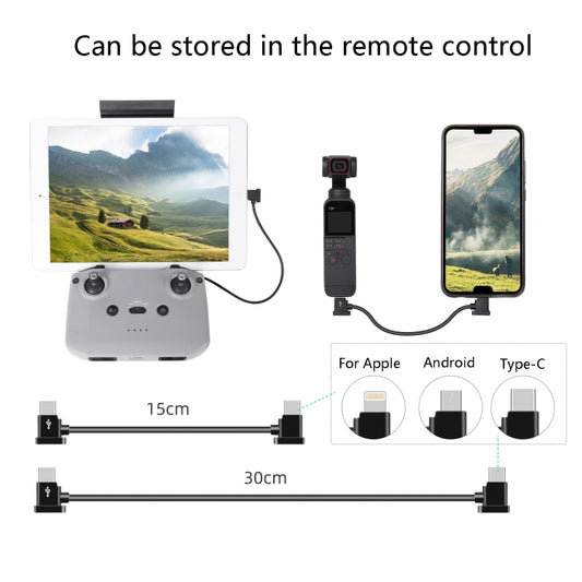 Sunnylife TY-X9304 Suitable For DJI Mavic Air 2S / DJI FPV Flight Glasses V2 / Mavic Mini2 / Osmo Pocket 2 Mobile Phone Tablet Cable, 15cm Type-C to 8 Pin Cable, 15cm Type-C to Micro USB  Cable, 15cm Type-C to Type-C Cable, 30cm Type-C to 8 Pin Cable��...