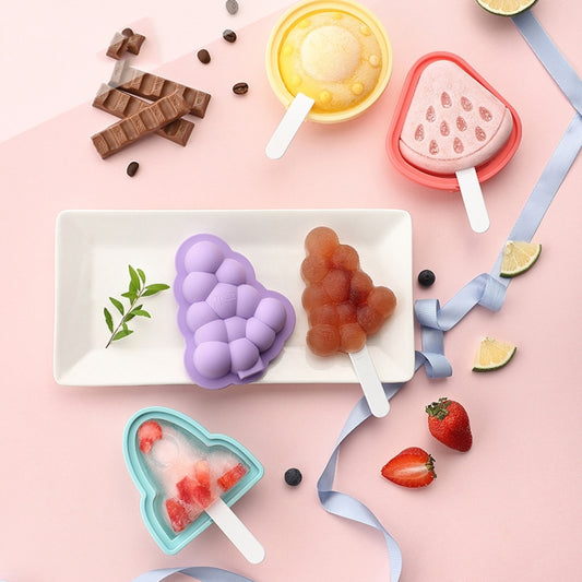 Household Silicone Popsicle Ice Cream Mold With Lid, Strawberry + Grape, Flying Saucer + Rocket