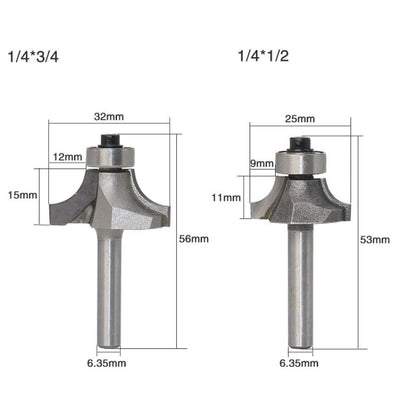 4 PCS/Set Round Corner Woodworking Cutter Trimming Machine Alloy Cutter Head, 4 PCS/Set Alloy Cutter Head