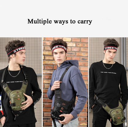 HaoShuai 5126 Outdoor Riding Leg Bag Multifunctional Sports Men Chest Bag Portable Waist Bag Messenger Bag, Navy Blue, Black, Army Green, Dark Green