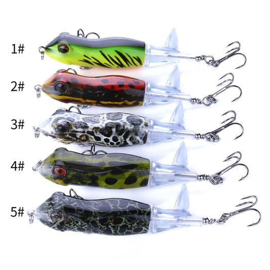 HENGJIA PE021 9.5cm/11g Frog Water Tartr Wood Bait Road Sub-Propeller Fish Bait