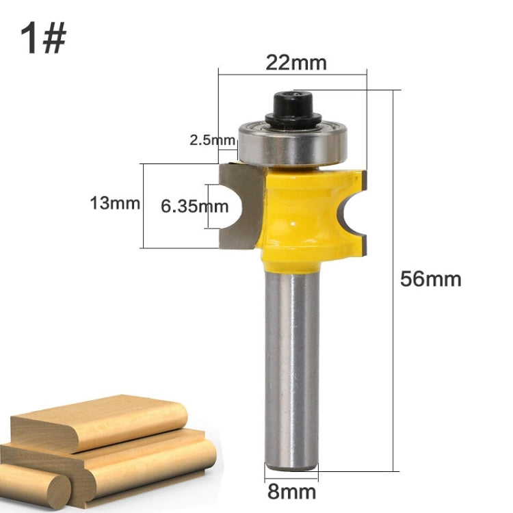 8-Shank Bearing Positive Semicircular Cutter Engraving Machine Woodworking Cutter, No. 1, No. 2, No. 3, No. 4, No. 5, 5 PCS/Set