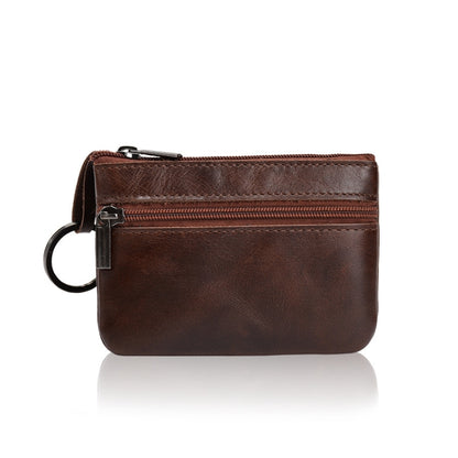 AP122 Leather Mini Multifunctional Coin Purse Small Card Holder Retro Zipper Short Clutch, Black, Dark Brown, Brown, Light Brown, Purple Red, Army Green, Navy Blue