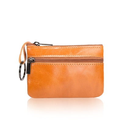 AP122 Leather Mini Multifunctional Coin Purse Small Card Holder Retro Zipper Short Clutch, Black, Dark Brown, Brown, Light Brown, Purple Red, Army Green, Navy Blue
