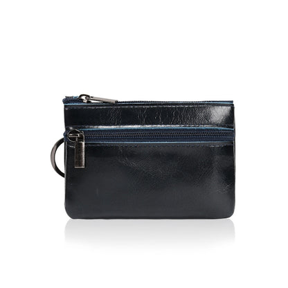 AP122 Leather Mini Multifunctional Coin Purse Small Card Holder Retro Zipper Short Clutch, Black, Dark Brown, Brown, Light Brown, Purple Red, Army Green, Navy Blue
