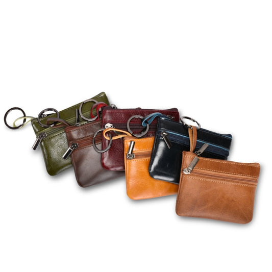 AP122 Leather Mini Multifunctional Coin Purse Small Card Holder Retro Zipper Short Clutch, Black, Dark Brown, Brown, Light Brown, Purple Red, Army Green, Navy Blue