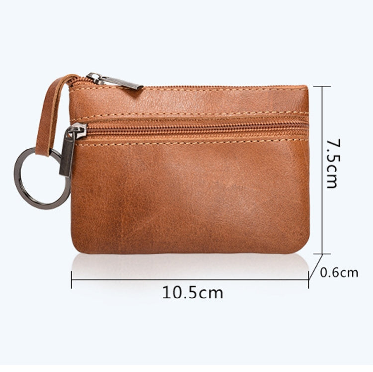 AP122 Leather Mini Multifunctional Coin Purse Small Card Holder Retro Zipper Short Clutch, Black, Dark Brown, Brown, Light Brown, Purple Red, Army Green, Navy Blue