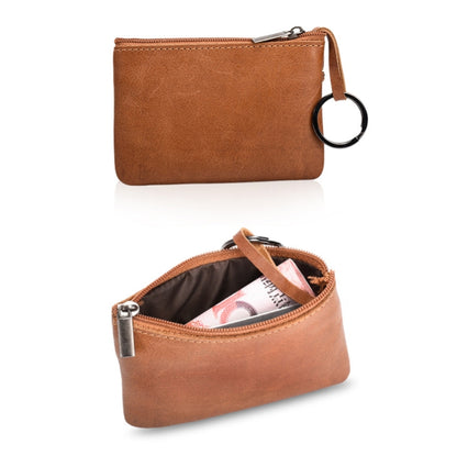 AP122 Leather Mini Multifunctional Coin Purse Small Card Holder Retro Zipper Short Clutch, Black, Dark Brown, Brown, Light Brown, Purple Red, Army Green, Navy Blue