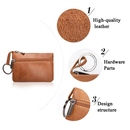 AP122 Leather Mini Multifunctional Coin Purse Small Card Holder Retro Zipper Short Clutch, Black, Dark Brown, Brown, Light Brown, Purple Red, Army Green, Navy Blue