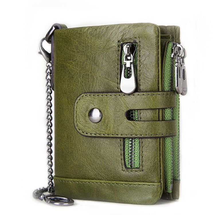 RFID Anti-Theft Swipe Wallet Tri-Fold Multi-Card Slot Crazy Horse Leather Men Leather Wallet