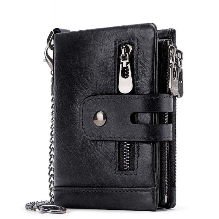 RFID Anti-Theft Swipe Wallet Tri-Fold Multi-Card Slot Crazy Horse Leather Men Leather Wallet