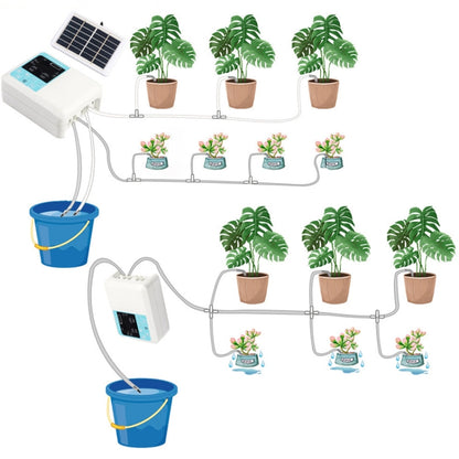 G89456 Solar Intelligent Voice Timing Automatic Flower Watering Device Lazy Plant Dripper, Single Pump 10 Sets, Single Pump 15 Sets, Double Pump 15 Sets 10M Tube, Double Pump 20 Sets Drop 15M Tube, Double Pump 30 Sets 20M Tube