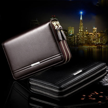 LEINASEN A80 Multi-Card Men Hand Bag Double Zip Big Capacity Wallet