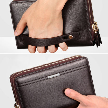 LEINASEN A80 Multi-Card Men Hand Bag Double Zip Big Capacity Wallet