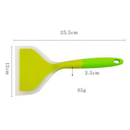 Silicone Nonstick Spatula Wide Mouth Steak Pizza Spatula Kitchen Tool, Green + Green, Pink + Green, Blue + Pink, Orange + Orange
