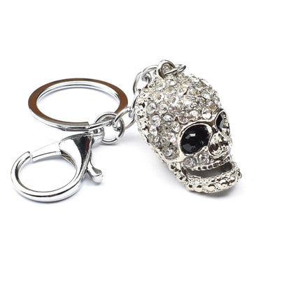 2 PCS Shining Skull Keychain Bag Hanging Jewelry, Diamond Skull Keychain