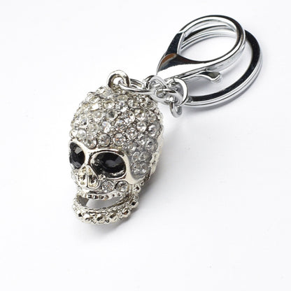 2 PCS Shining Skull Keychain Bag Hanging Jewelry, Diamond Skull Keychain