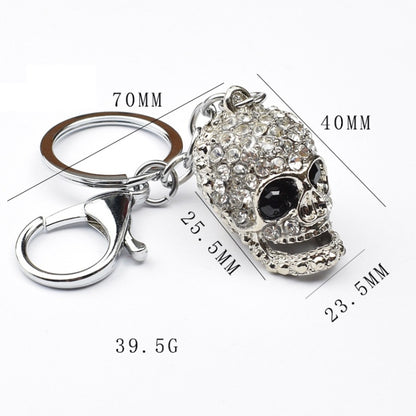 2 PCS Shining Skull Keychain Bag Hanging Jewelry, Diamond Skull Keychain