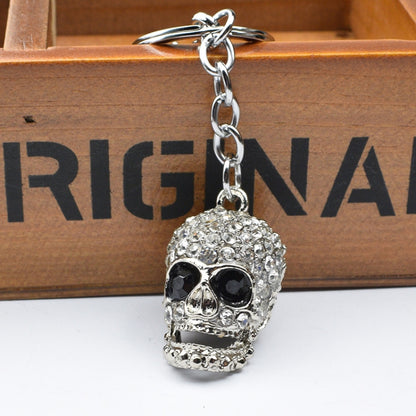 2 PCS Shining Skull Keychain Bag Hanging Jewelry, Diamond Skull Keychain