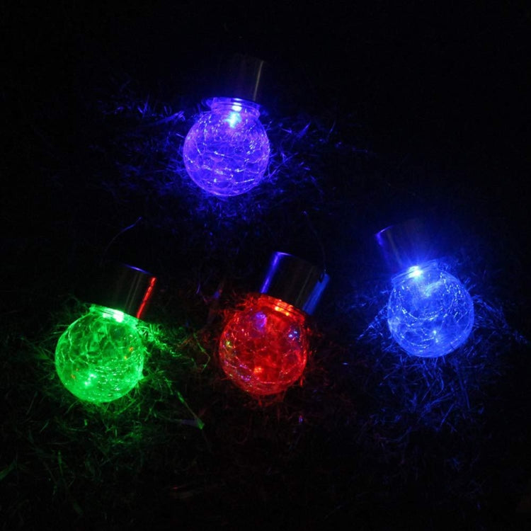 12 PCS Crackle Ball Solar Chandelier Outdoor Garden Courtyard Holiday Decoration Light With Clip
