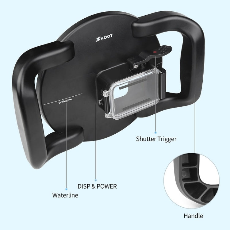 غطاء شفاف لعدسة كاميرا SHOOT XTGP559 Dome Port للغوص تحت الماء لكاميرا GoPro HERO9 باللون الأسود، لكاميرا GoPro HERO9 باللون الأسود
