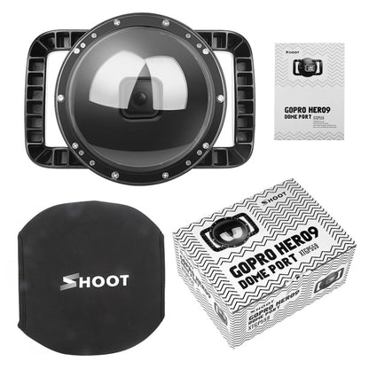 غطاء شفاف لعدسة كاميرا SHOOT XTGP559 Dome Port للغوص تحت الماء لكاميرا GoPro HERO9 باللون الأسود، لكاميرا GoPro HERO9 باللون الأسود