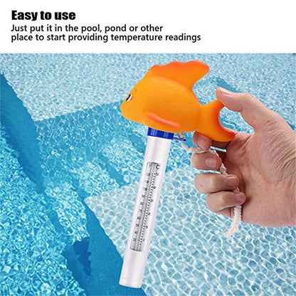 K-1020D Cartoon Yellow Gold Fish Pool Thermometer Pool Water Temperature Meter, Gold Fish