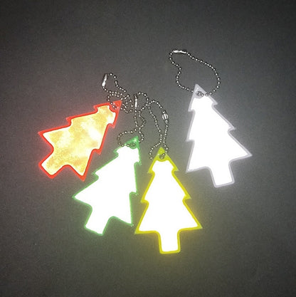 15 PCS Christmas Tree Style PVC Reflective Pendant Outdoor Night Traffic Safety Reflective Keychain Random Colour Delivery, Christmas Tree Style Keychain