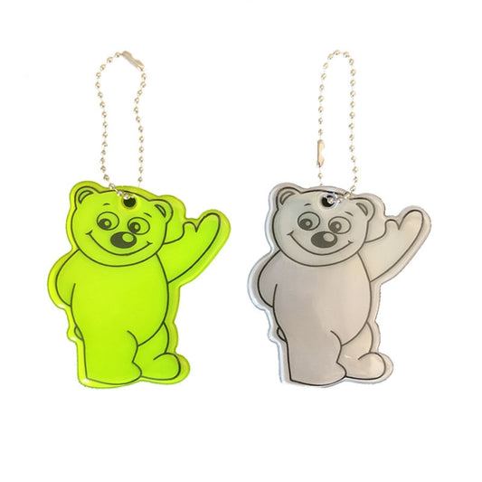 2pcs Bear Type Waterproof Reflective Pendant Schoolbag Ornaments Night Riding Traffic Safety Reflector Random Colour Delivery, Bear Type Pendant