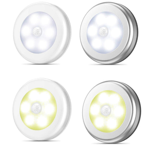 6 LED Home Wardrobe Smart Human Body Sensor Light, White Light (White), White Light (Silver), Warm Light (White), Warm Light (Silver)