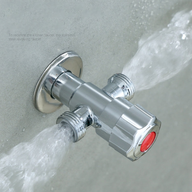 Stainless Steel Double Outlet Angle Valve Single Handle Double Control 1 In 2 Out Electroplating Wire Drawing Angle Valve, Plated, Drawing, Three Round Plated Cold Water, Three Round Plated Hot Water, Plum Wheel Plated Cold Water�����������������������...