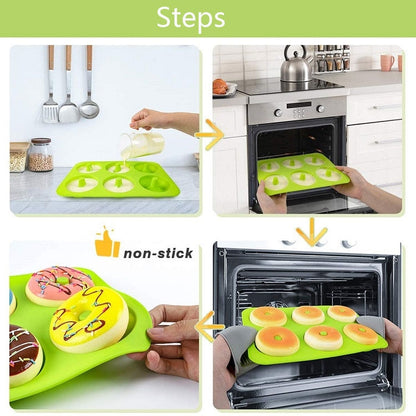 Oven Baking Tools Silicone Cake Donut Mold, 8 Even Brown, 6 Even Blue, 6 Even Purple, 6 Even Green, 6 Even Orange, 6 Even Yellow, 6 Even Red