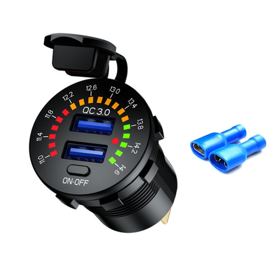 شاحن سيارة سريع الشحن QC3.0 مزدوج USB مع شاشة ملونة، P20-A مع طرف، P20-B مع طرف، P20-C مع طرف، P20-A مع خط 60 سم، P20-B مع خط 60 سم، P20-C مع خط 60 سم