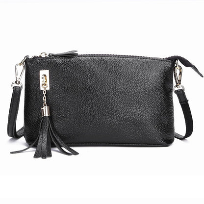 Ladies Fringed One-Shoulder Diagonal Bag Large-Capacity Casual Bag, Red, Navy Blue, Black, Brown, Deep Purple, Rose Red, Light Brown, Light Purple, Royal Blue