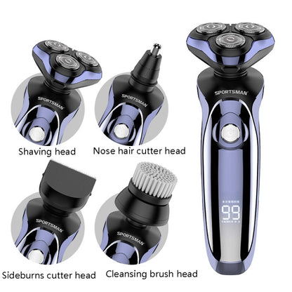 Sportsman SM-530 Electric Men Shaving Knife Multi-Function Base Charging Digital Water Washing Razor, US Plug