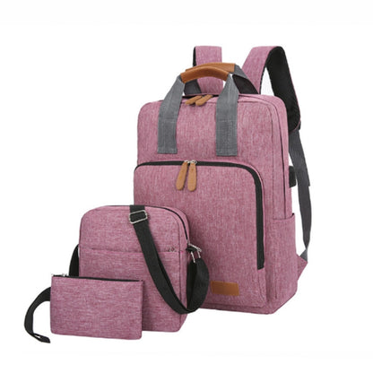 3 In 1 Travel Backpack Student School Bag USB Computer Backpack, light Grey, Blue, Black, Pink
