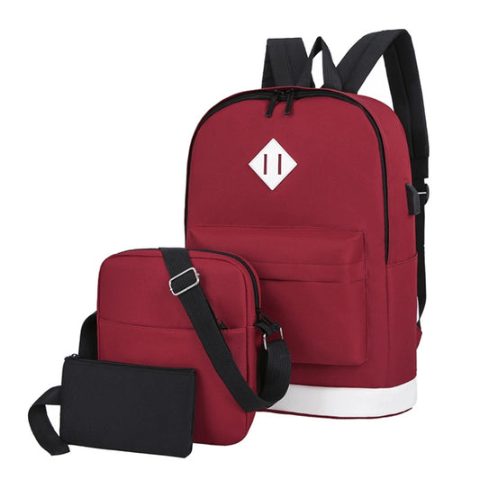 3 in 1 College Style Casual Backpack Student USB Charging Backpack