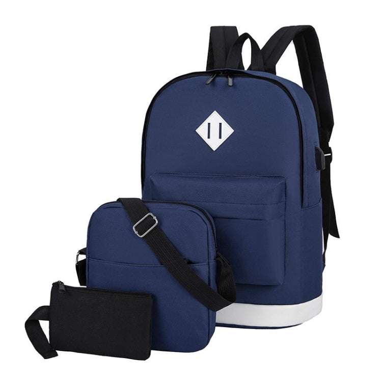 3 in 1 College Style Casual Backpack Student USB Charging Backpack