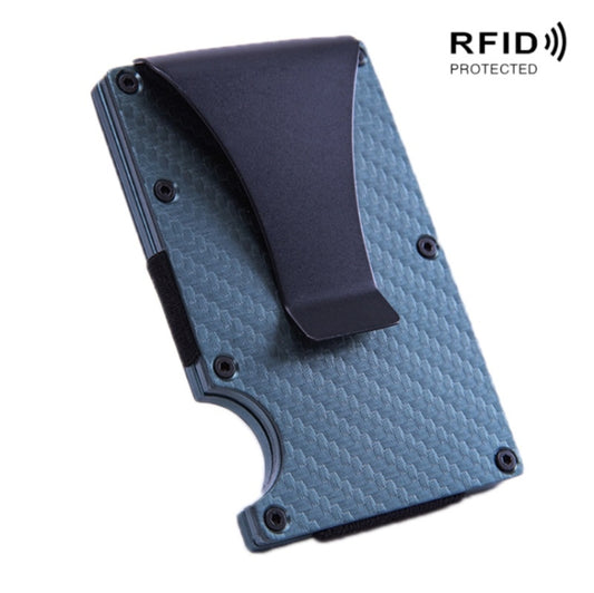 Carbon Fiber Wallet Metal RFID Bank Card Holder, Gray